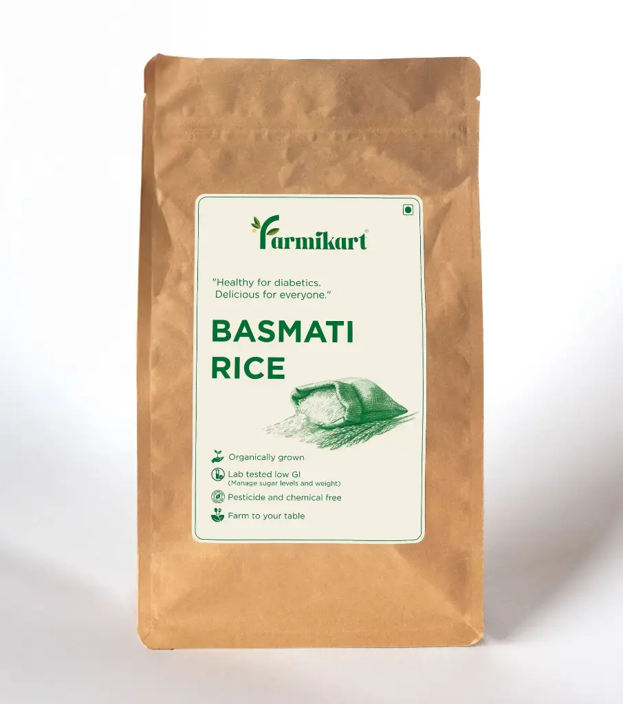 farmikart Diabetic Friendly Basmati Rice 2 Kg | Lab-Tested Low Sugar | Low GI | Naturally Grown | Supports healthy Blood Sugar and Weight
