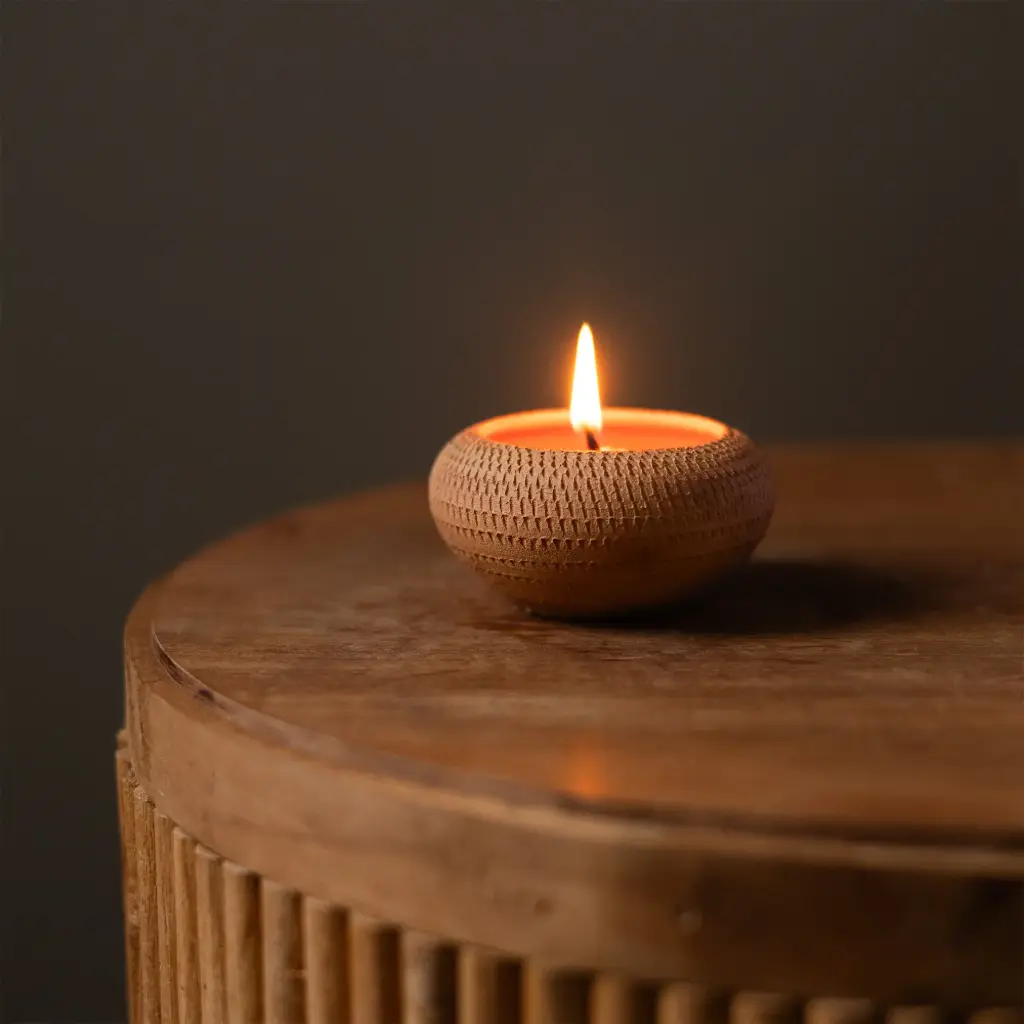 farmikart Handmade Textured Akhand Diyas (Set of 2) | Modern Round Clay Oil Lamps for Puja, Diwali, Navratri & Home/Temple Décor