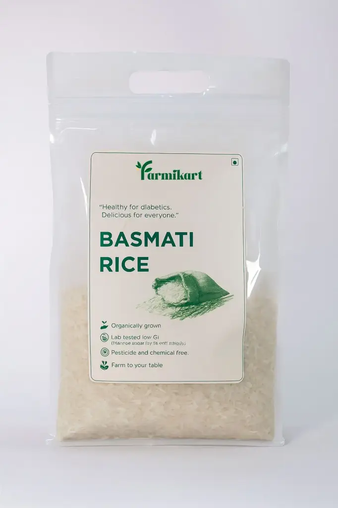 farmikart Diabetic Friendly Basmati Rice 5 Kg | Lab-Tested Low Sugar | Low GI | Naturally Grown | Supports healthy Blood Sugar and Weight Management