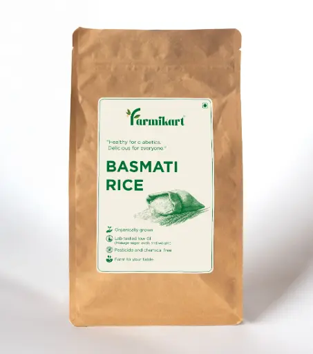 farmikart Diabetic Friendly Basmati Rice 1 Kg | Lab-Tested Low Sugar | Low GI | Naturally Grown | Supports healthy Blood Sugar and Weight